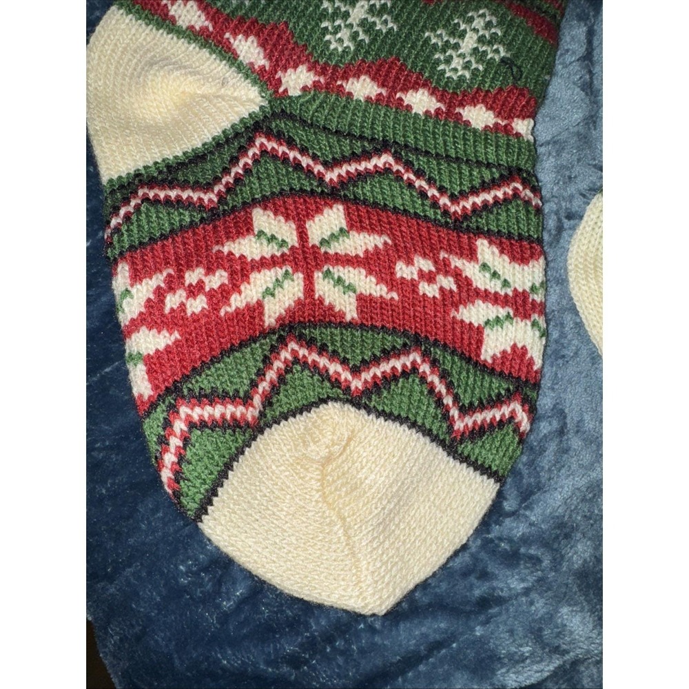 Hand Knit Red Great Cream‎ Christmas Stockings Set Of 2 GW0001